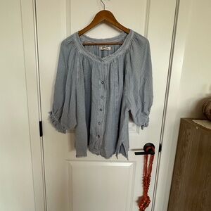 We The Free Light Blue Button-Up Blouse